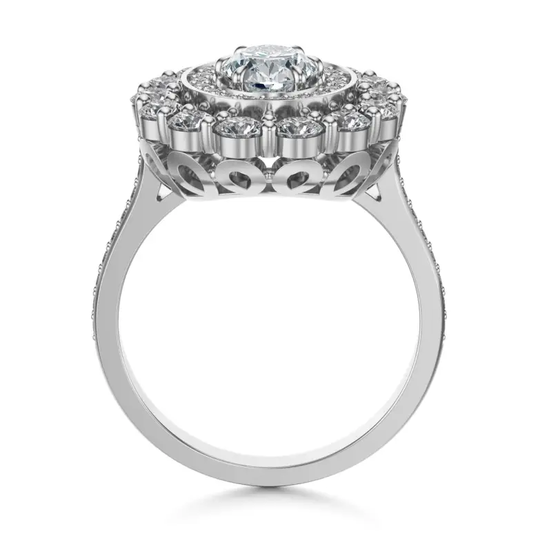 Pierścionek z owalnym diamentem białe złoto SBP_016